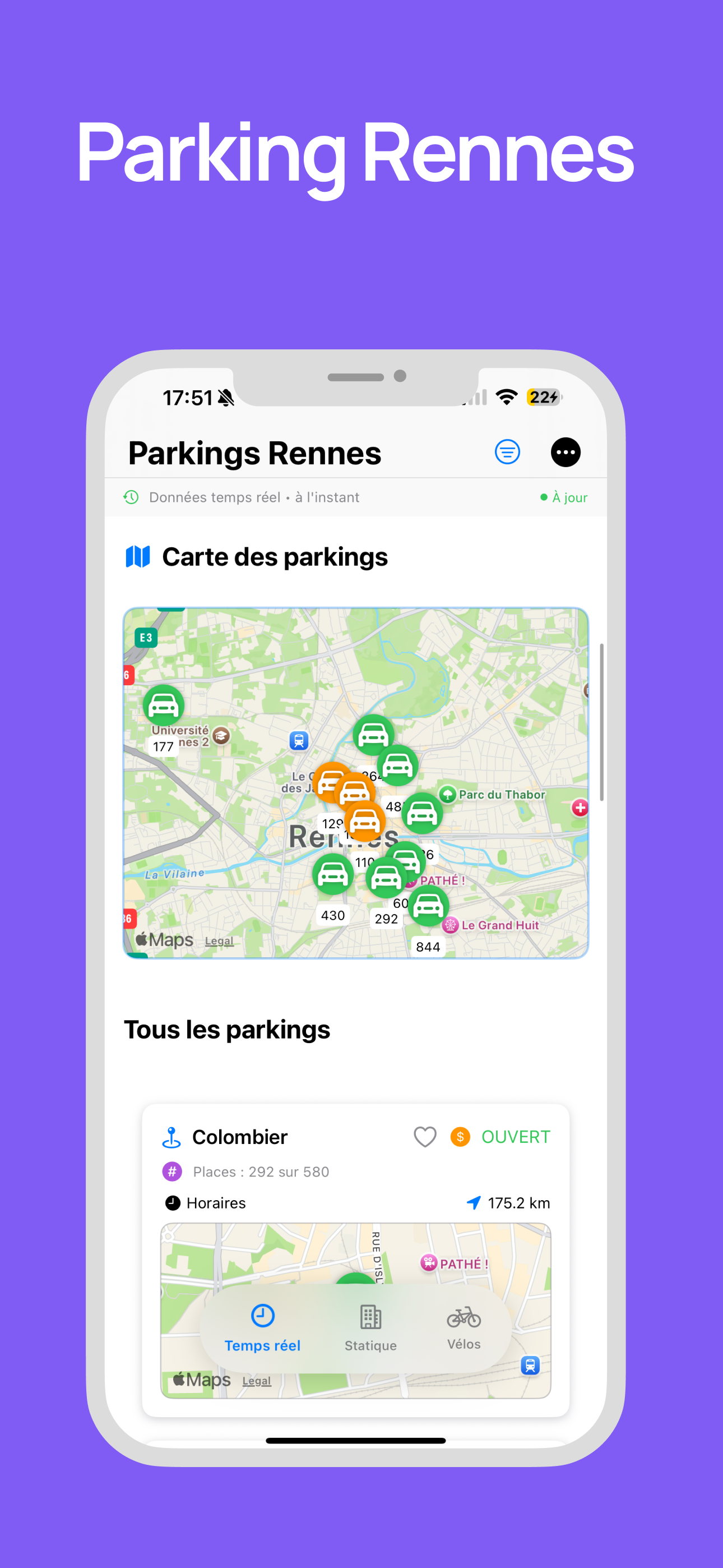 Interface principale de l'app